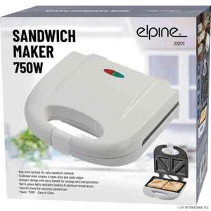 2 Slice  Sandwich Maker  Toaster Machine Non-Stick Easy Clean 750W - White - Picture 1 of 4