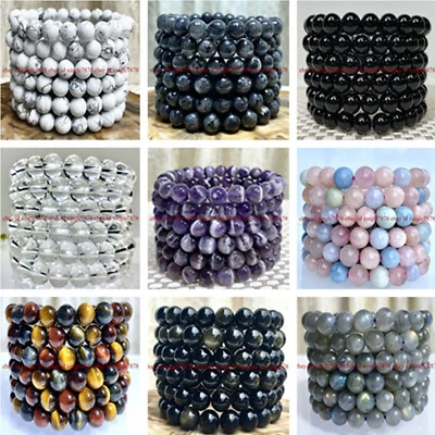 Wholesale Lots 6 Pcs 7.5" Natural Crystal Healing Gemstone Stretch Bracelet - Image 1 of 4
