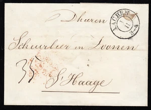 Preußen AACHEN+roter L2 "Deutschland Over Maastricht,Vorphila Bf-Hülle n.S.Haage - Bild 1 von 2