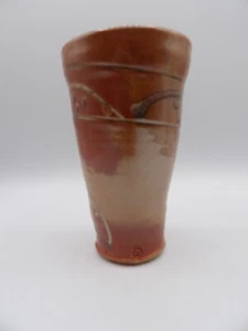 Jarrón vaso esmaltado de cerámica artística de estudio lanzado a mano ropa para beber 5,5"x3,5 firmado - Imagen 1 de 9