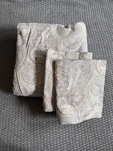 Lauren Ralph Lauren Queen Duvet and 2 Shams, Beige Paisley "Naomi" Reversible - Picture 1 of 13
