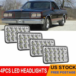 4PCS Chrome 4x6" LED Headlights Hi Lo Beam Kit for Chevy EI Camino Camaro - Picture 1 of 9