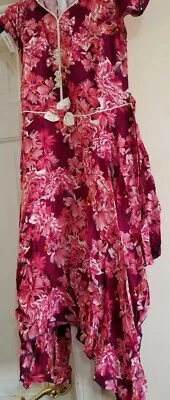 Kids girls dress floral Size 38  linen Material Age 6-7 - Image 1 of 3
