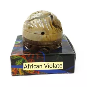 African Violate Solid Perfume in Large Hand Carved Stone Jar 8gm African Violate - Picture 1 of 4