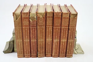 WILLIAM SHAKESPEARE 8 Volume Set Leather/Marbled Bindings Illustrated NICE! - Picture 1 of 12
