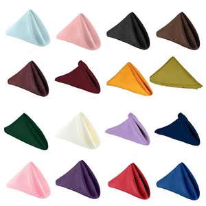 Plain Napkins Polyester Cotton Wedding Tableware Cloth Linen Dinner Party Fabric - Picture 1 of 112