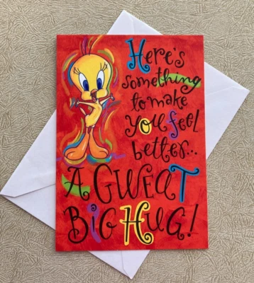 Tweety Bird Get Well Soon Greeting Card Looney Tunes Warner Brothers - Image 1 of 3