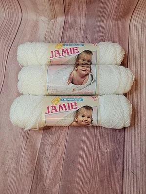 Hilo para bebé Jamie marca León #200 blanco lote de 3 madejas vintage acrílico/rayón Foto 1 de 4