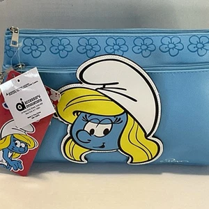 Accessory innovation Smurf make up bag large 2 Pocket Hand Bag Peyo Smurfette - Picture 1 of 12
