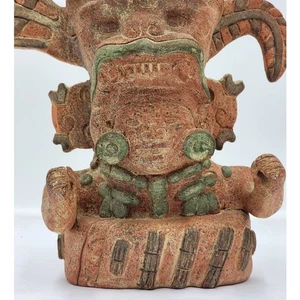 Mexikanische Volkskunst Zapoteken Pitao Cozobi Aztekenstil Statue Krieger Kopfschmuck 11 Zoll - Bild 1 von 16