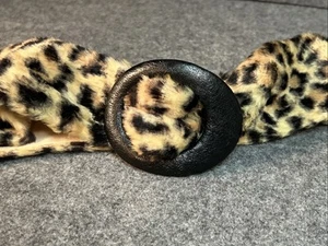 1960s Faux Fur Leopard Belt With Faux Leather Buckle Fabric Lined 30” - Picture 1 of 7