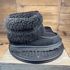 UGG Damengröße US 6 Mini UGG Braid Lammfell Knöchel schwarz Winterstiefel zum Überziehen - Bild 1 von 10