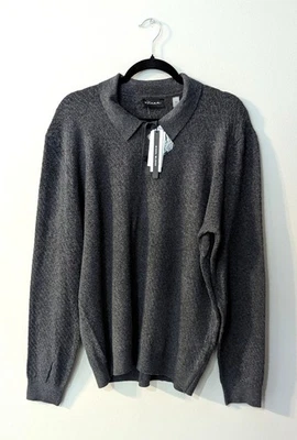 Nuevo con etiquetas Suéter Tahari Para Hombre Mezcla de Lana Polo Tejido Gris Carbón. Talla mediana Foto 1 de 4
