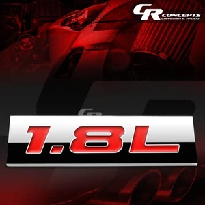3M TAPE ON METAL EMBLEM DECAL LOGO TRIM BADGE POLISHED CHROME RED 1.8L 1.8 L - Foto 1 di 3