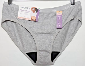 Jockey Period Underwear Worry Free Womens XL Gray Bikini Moderate Absorbency NWT - Picture 1 of 5
