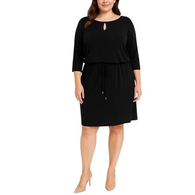 Vestido para mujer Emma & Michele cordón cintura ojo de cerradura cuello negro NUEVO talla 2X Foto 1 de 4