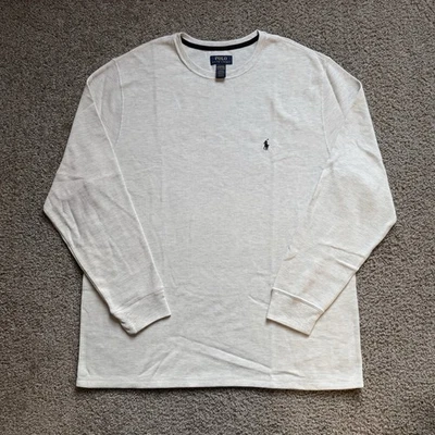 Polo Ralph Lauren Hombre Beige Térmico Cuello Redondo Tejido Gofre Manga Larga Talla 2X Foto 1 de 4