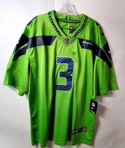 Camiseta deportiva de los Seahawks para hombre talla 3XL #3 Russell Wilson Nike verde neón en el campo nueva con etiquetas - Imagen 1 de 14
