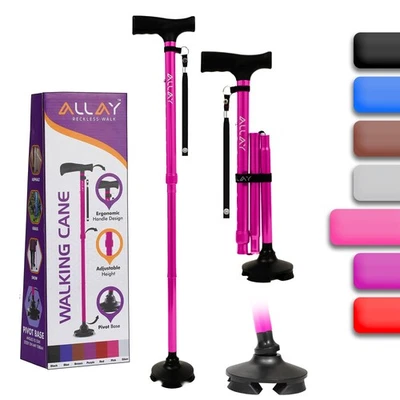 Foldable Walking Cane for Men Women Adjustable Free Standing with Pivot Tip - Image 1 of 4