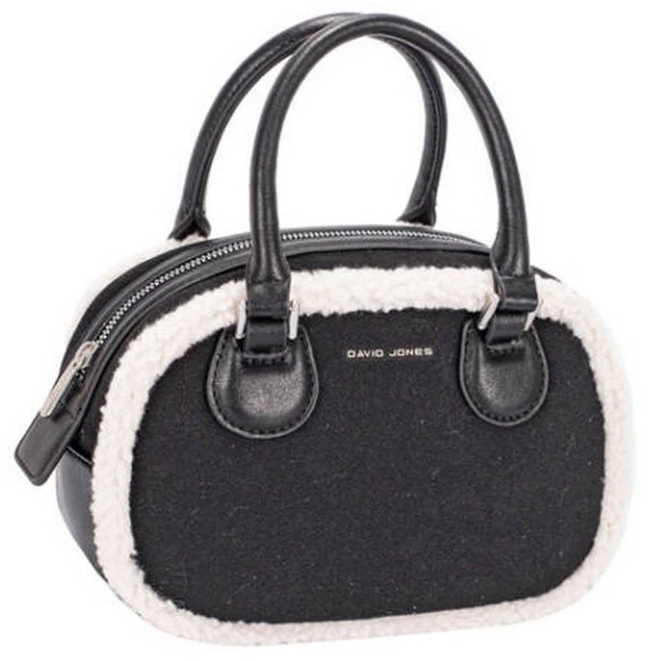David Jones Womens Faux Shearling Grab Bag - Black - Image 1 of 1