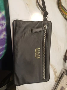 Falor Wristlet echt italienisches Leder Tasche super weiches schwarzes Leder  - Bild 1 von 14