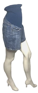 American Star Maternity Shorts Size L Blue Denim Stretch 5 Pocket Pull-On Summer - Picture 1 of 8