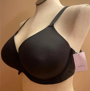 New Auden Full Coverage Lightly Lined T-shirt Bra Womans Size 42 C Black - Picture 1 of 8