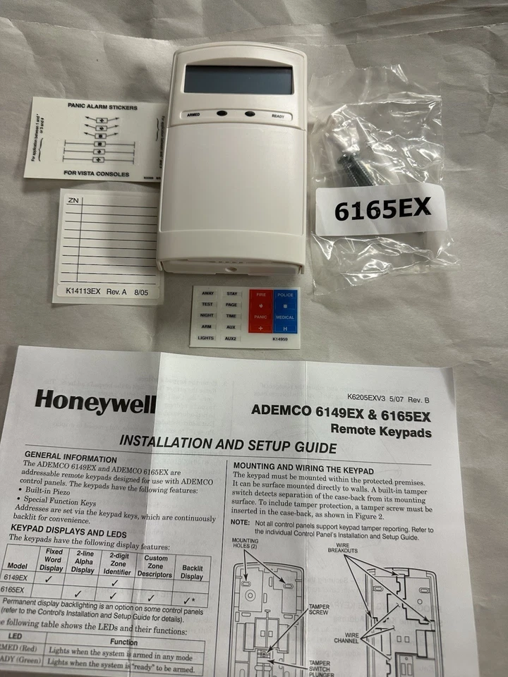 NEW Honeywell 6165EX Alpha LCD Keypad - Image 1 of 3