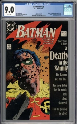 Batman #428 CGC 9.0 VF/NM A Death in the Family Death of Robin WHITE PAGES - Image 1 of 2