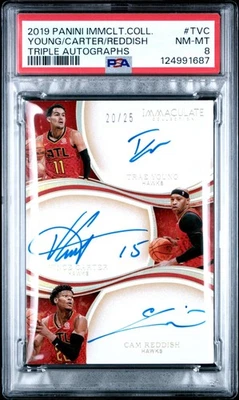 2019-20 Immaculate Collection Young Carter Reddish #TA-TVC Triple Auto /25 PSA 8 - Image 1 of 2