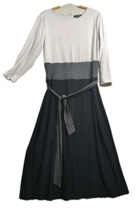 Lrl RALPH LAUREN Womens Color Block 3/4 Sleeve Dress 12 Preppy Old Money Stretch - Picture 1 of 6