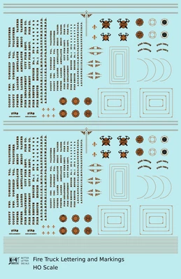 K4 HO 1:87 Scale Decals Fire Engine Truck Markings Bronze, Silver and Black - Image 1 of 3