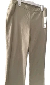 Coldwater Creek Damenhose Gr. 10 natürliche Passform doppelt gewebt beige neu mit Etikett weites Bein - Bild 1 von 14