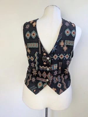 Chaleco Tapiz Vintage Southwest Lg Años 90 Western Rockabilly Ranchero Hecho en EE. UU. Foto 1 de 4