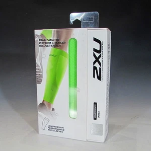 2XU Compression Performance Run Sleeves (Fluro Green/Green, Large) - Calf Sleeve - Bild 1 von 10