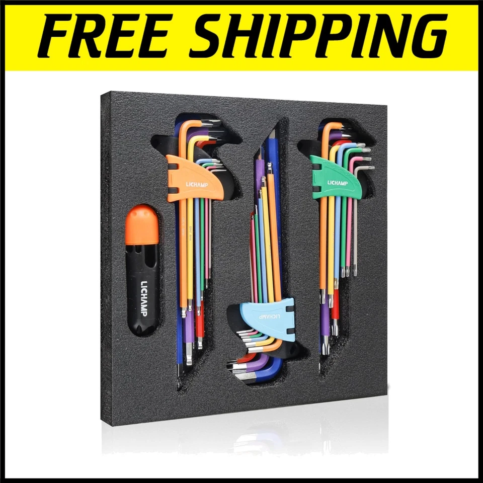 Premium 27-Piece Chrome Vanadium Allen & Torx Key Set - Easy Grip Design - Image 1 of 4