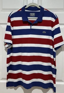 Polo Lacoste Sport uomo 4XL righe alligatore preppy blu rosso manica corta - Foto 1 di 5