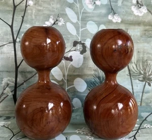 2 Portacandele MCM in legno tornito di teak 5”x3” - Foto 1 di 5
