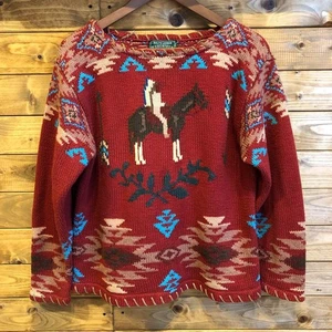 Ralph Lauren Polo Country Herren Pullover Pferd Indianer Rot Vintage 80’s - Bild 1 von 5
