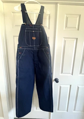 Red Kap Overalls 32 x 30 Blue Denim Dark Wash Bib Carpenter Workwear - Image 1 of 4