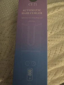 Automatic Curling Iron 1" Rotating Barrel Auto Hair Curler Wand Blue/Gold - Picture 1 of 5