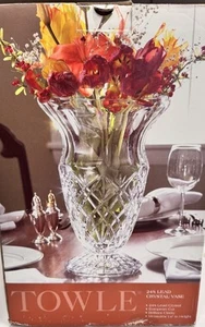 Towle 24 Lead Crystal Glass Vase Pineapple Design 14" Centerpiece (See Dscrpn) - Picture 1 of 17