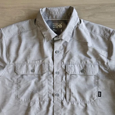 Mountain Hard Wear Shirt Mens Large Gray Short Sleeve Button Outdoor Hiking - Image 1 of 4