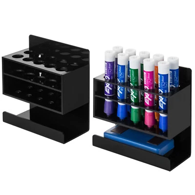 Black Acrylic Wall Mounted Dry Erase Whiteboard Eraser & Marker Holder, Set of 2 - Image 1 of 4