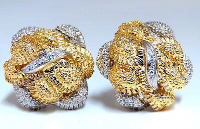 Fern Floral Puff Cluster Diamond Clip Earrings 14kt - Image 1 of 4