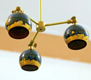 Antiguo Clásico Aspecto Candelabro Hoja de Oro Chapado Sputnik 3 Brazo Colgante - Imagen 1 de 7