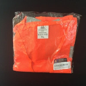 Mesh High Visibility Neon Orange Zipper Front Safety Vest with Strips XL NEW! - Picture 1 of 3