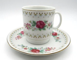 Demitasse Cup and Saucer Rose Expresso / Tea / Coffee Pink & Green - Picture 1 of 8