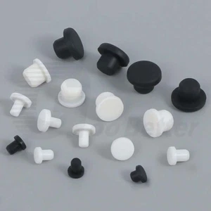 Solid Hole Plug T-Shape 2.7mm to 14mm Silicone Rubber Seal Stopper Black White - Picture 1 of 8