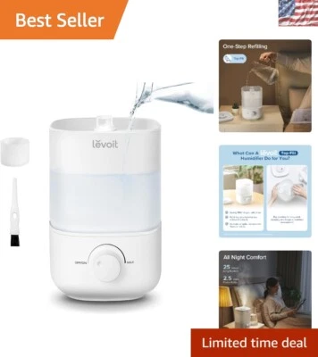 Whisper-Quiet 2.5L Humidifier with 360° Nozzle - Ideal for Bedrooms & Babies - Image 1 of 4